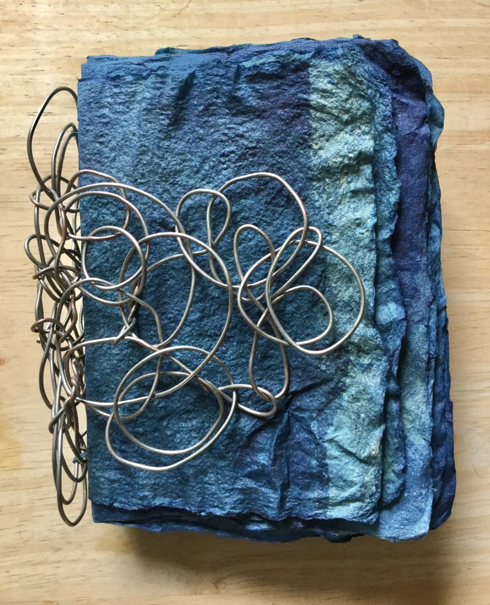 Brooklyn artist, indigo, handmade paper, artist book, book arts